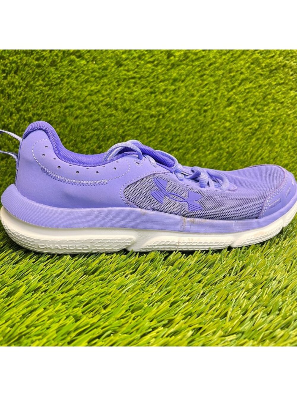 Under Armour Charged Assert 10 Womens Size 8 Purple White Running Shoes Sneakers